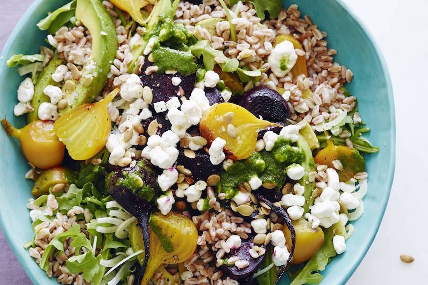 Goat Cheese, Roasted Beet and Farro Salad