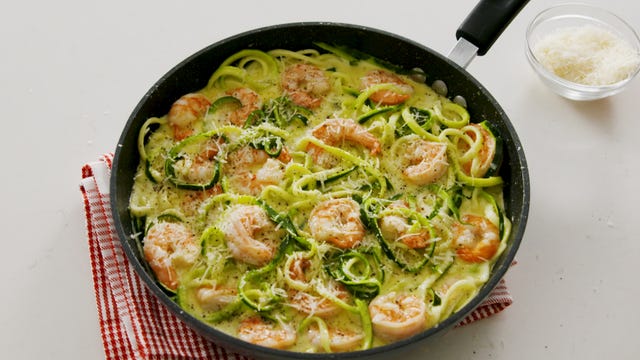 Keto Shrimp Zoodle Alfredo