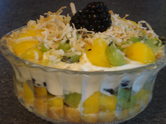 Kiwi, Berries and Yogurt Parfait With Toasted Coconut