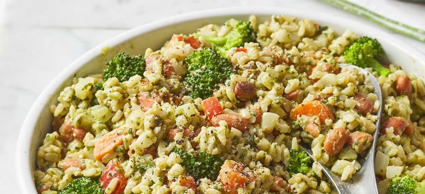 Cauliflower Rice Bowls with Vegan Pesto