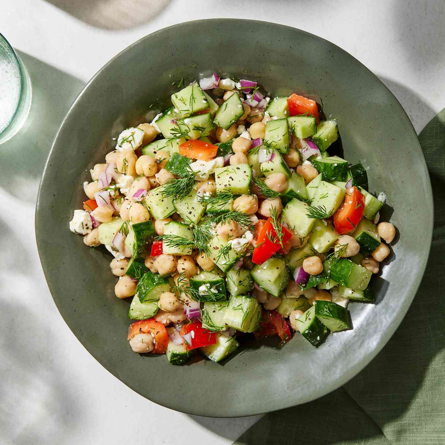 Cucumber Chickpea Salad with Feta & Lemon