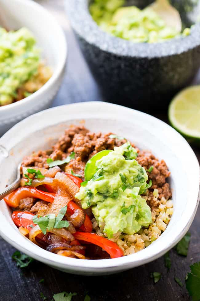Paleo Burrito Bowls with Cauliflower Rice