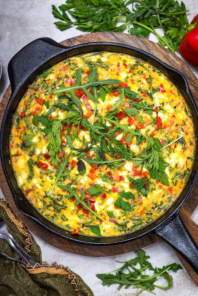 Feta, Red Pepper, and Herb Frittata