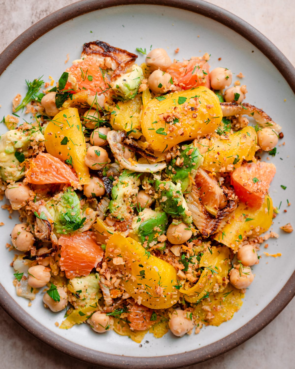 Roasted Beet and Fennel Salad with Walnut Bread Crumbs