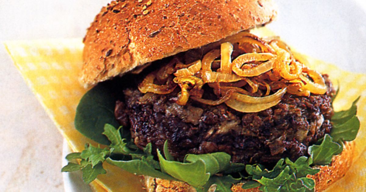 Mushroom and lentil burger