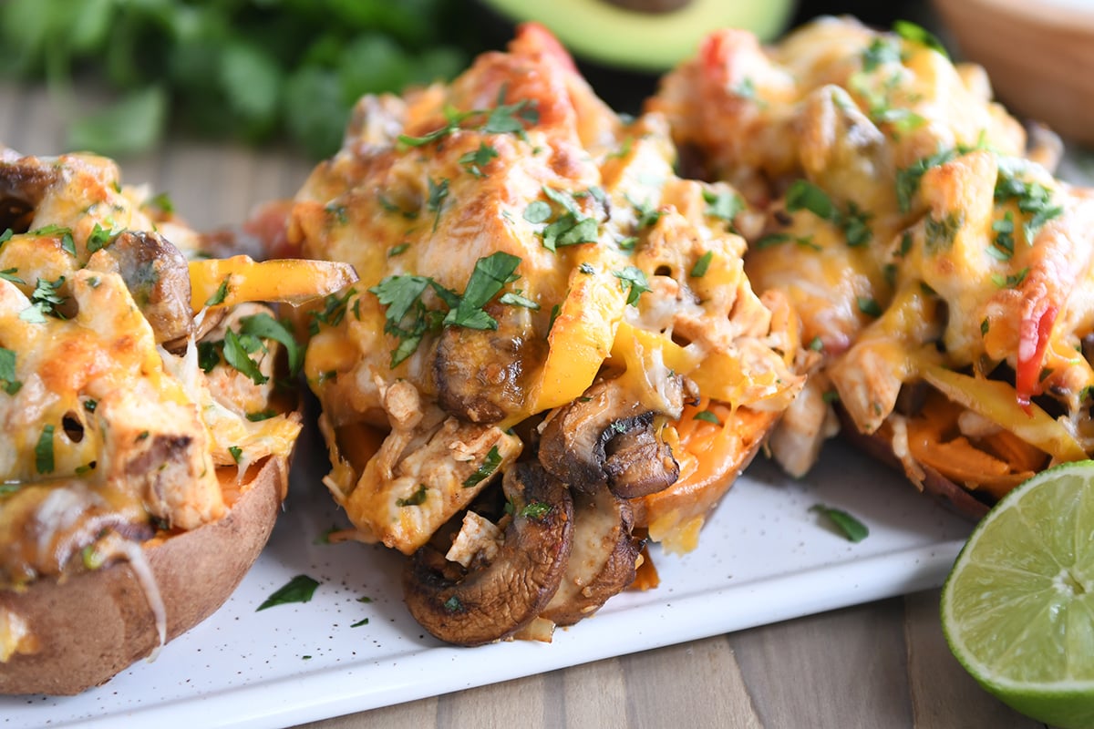 Loaded Chicken Fajita Sweet Potatoes