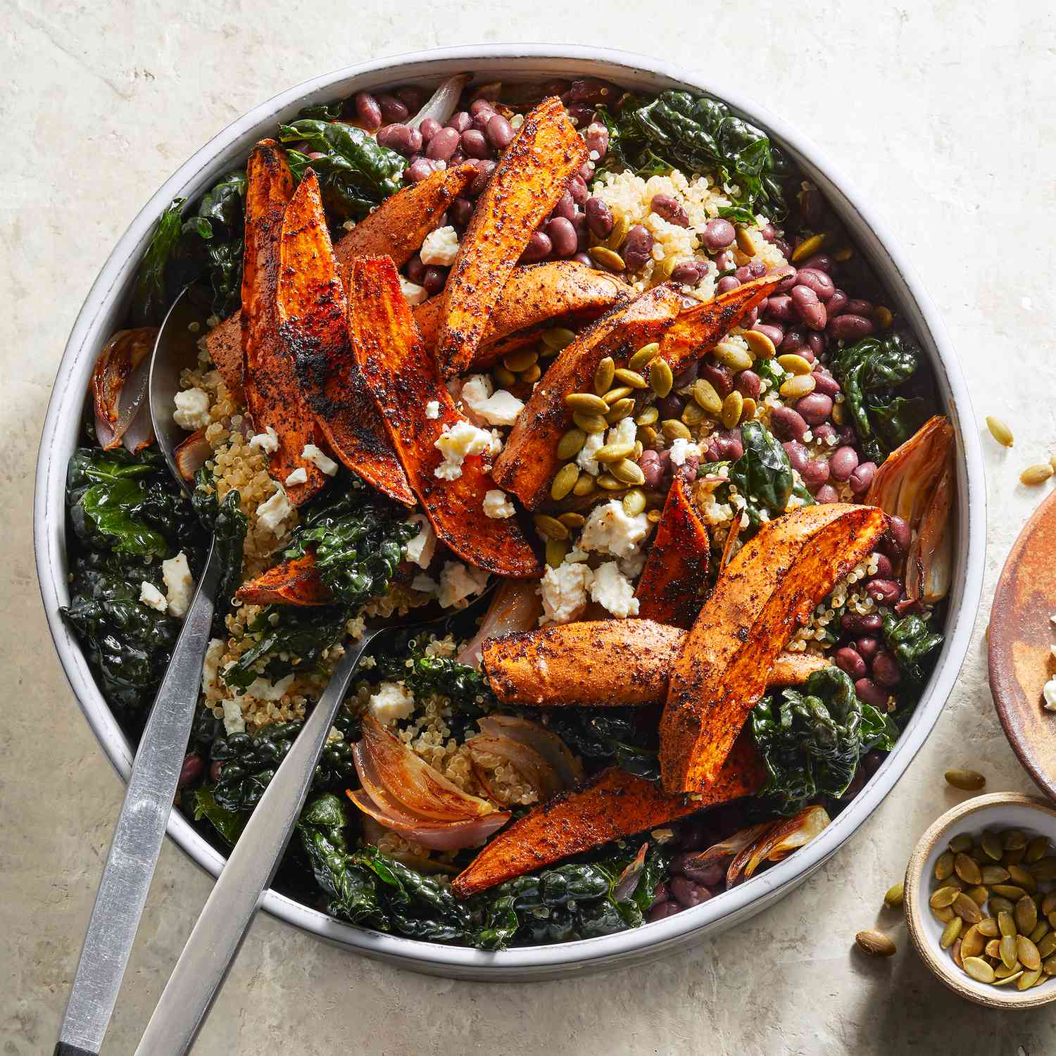 Massaged Kale Salad with Roasted Sweet Potato & Black Beans