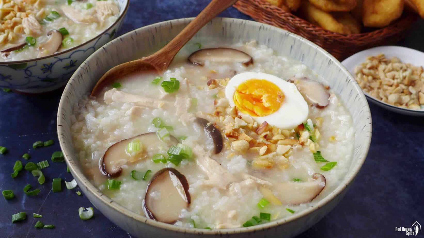 Easy congee with chicken & mushroom (香菇鸡肉粥)