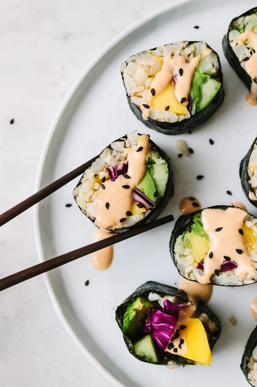 AVOCADO CUCUMBER SUSHI ROLLS