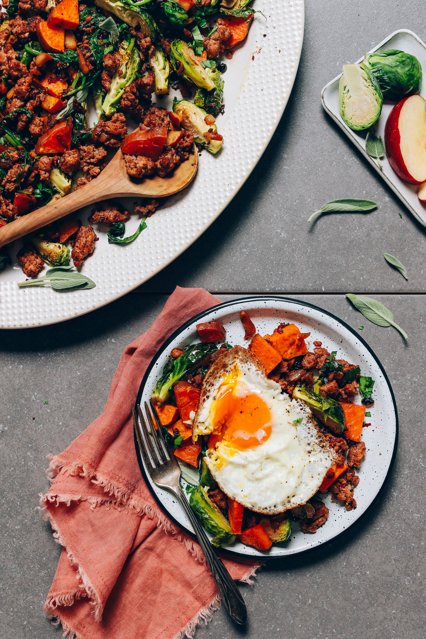 Breakfast Hash with Brussels Sprouts and Sweet Potatoes