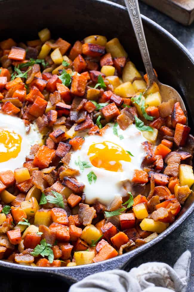 Paleo Sweet Potato Hash with Apples and Bacon {Whole30}