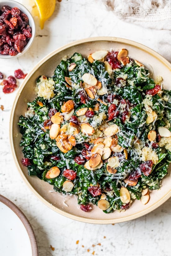 Kale Salad with Quinoa and Cranberries